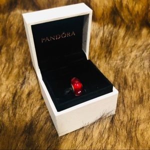 NWT Pandora Charm Red Bubbles Glass Crystal Silver